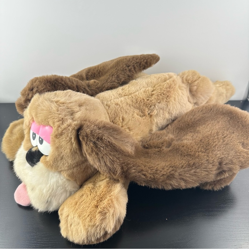 Vintage 1988 Ganz Heritage Bron Dog Plush Stuffed Animal Pink Cartoon Eyes